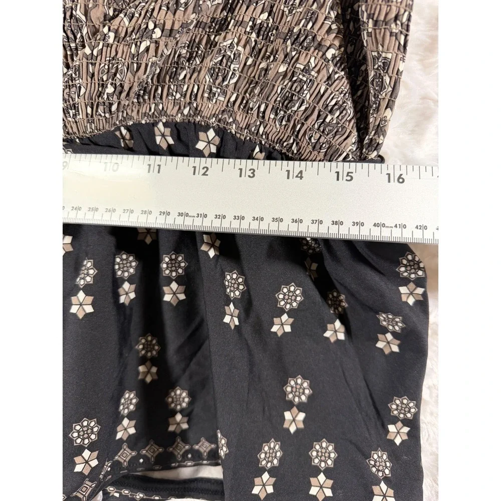 Juicy Couture Beach Royalty Smocked Bandeau Black Tan Large Tankini Bikini Set